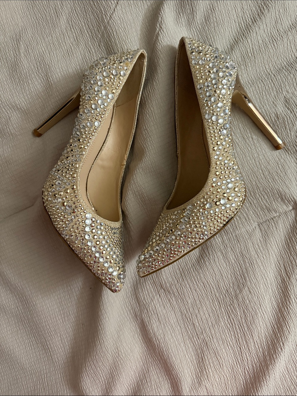 Gianni Bini Gold Crystal Pointed Toe Pumps